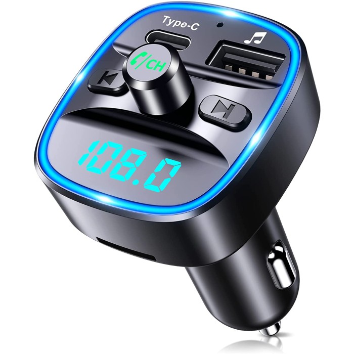 Adaptador Bluetooth para coche, carga rápida, 7 colores LED, salida AUX,  soporte de disco U, transmisor Bluetooth, sonido de graves Hi-Fi, Radio FM  - AliExpress