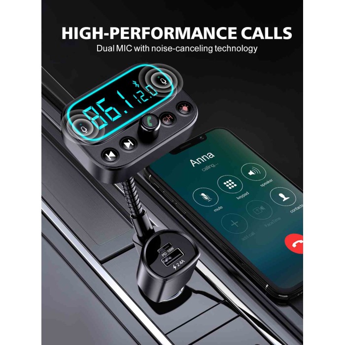 Bluetooth Fm Transmitter, Bluetooth Car Adapter, Qc3.0 Fast Charger,  Bluetooth Cigarette Lighter With Hand -free Call, Bluetooth Car, Mp3 Music  Player
