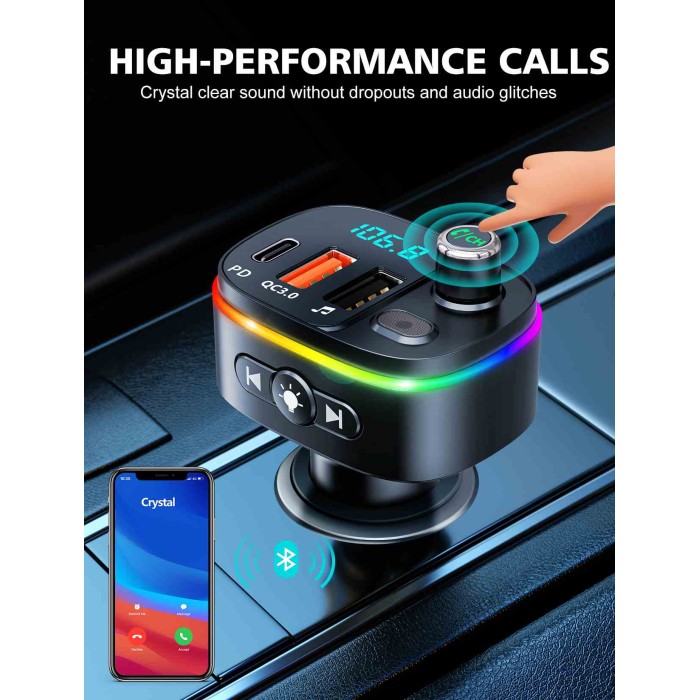 Mohard Bluetooth 5.3 Car Adapter, Bluetooth FM Transmitter for Car MP3  Player FM Transmitter, Hands-Free Calling, Dual USB Ports (5V/2.4A & 1A),  LED Screen, Support TF Card & USB Flash Drive: 