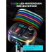 Mohard Bluetooth Adapter Auto, PD 18W&QC3.0 FM Transmitter Auto, 9 RGB Beleuchtungsmodi, 3 USB Anschlüss Auto Ladegerät, Unterstützt Freisprechfunktion, Siri Assistant, USB-Disk, Patchkabel-Adapter