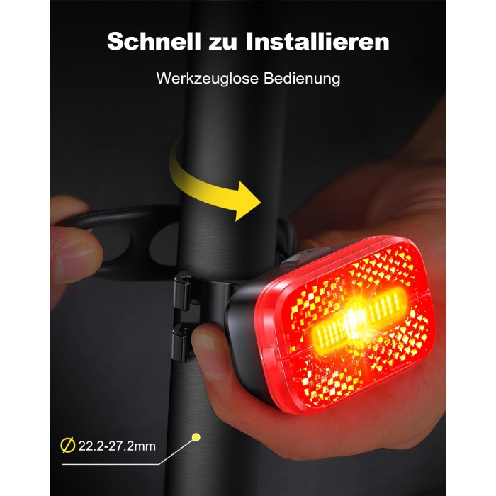 USB Aufladbares Fahrrad Rücklicht - 200m Sichtweite, Wasserdicht IPX4