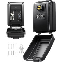 Mohard Key Safe Wall Mounted with Code, 4 Digits Combination Key Lock Box Outdoor with Resettable Spare Key, Weatherproof & Large Capacity Keysafe Storage KeyBox for Home, Apartment, Office, Garage (Black) Mohard Key Safe Wall Mounted with Code, 4 Digits Combination Key Lock Box Outdoor with Resettable Spare Key, Weatherproof & Large Capacity Keysafe Storage KeyBox for Home, Apartment, Office, Garage (Black)