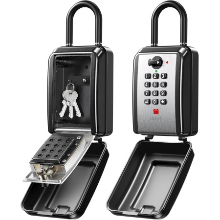 Mohard Key Safe with Shackle, 12 Digit Combination Security Lock Box with Code, Large Capacity & Weatherproof Push Button Keysafe Outdoor, Spare Storage Keybox for Home, Office, Garage, School Mohard Key Safe with Shackle, 12 Digit Combination Security Lock Box with Code, Large Capacity & Weatherproof Push Button Keysafe Outdoor, Spare Storage Keybox for Home, Office, Garage, School