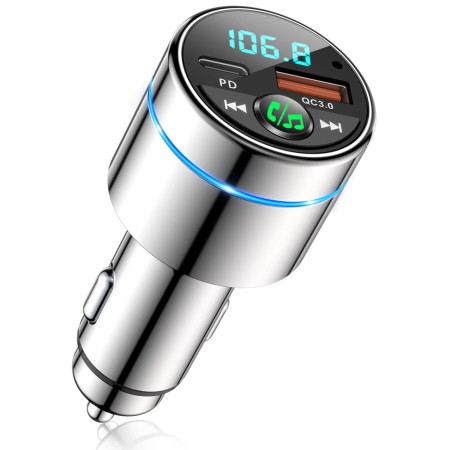 FM Transmitter for Car Bluetooth 5.3, Mohard All-Metal PD 20W & QC3.0 30W Fast Car Charger, Wireless FM Radio Car Kit Bluetooth Car Adapter, Noise Cancelling Hands-Free Call, Hi-Fi Music, Ring Light