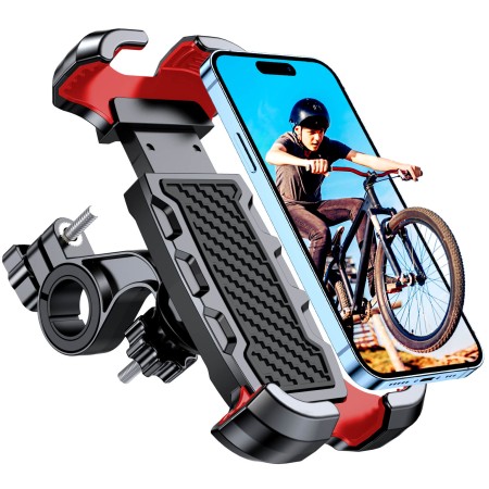 Mohard Bike Phone Holder, 2023 Upgrade [Never Fall Off] Rotatable Motorcycle Phone Mount Cradle Clamp, ATV Scooter Bicycle Phone Mount Compatible with iPhone 14 Pro Max/13, Galaxy S23, 4.7-6.8’’ Phone