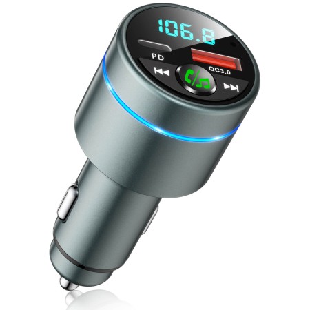 FM Transmitter for Car Bluetooth 5.3, Mohard All-Metal PD 20W & QC3.0 30W Fast Car Charger, Wireless FM Radio Car Kit Bluetooth Car Adapter, Noise Cancelling Hands-Free Call, Hi-Fi Music