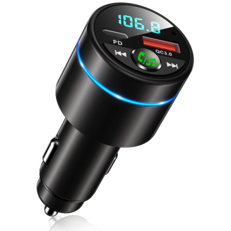 FM Transmitter for Car Bluetooth 5.3, Mohard All-Metal PD 20W & QC3.0 30W Fast Car Charger, Wireless FM Radio Car Kit Bluetooth Car Adapter, Noise Cancelling Hands-Free Call, Ring Light