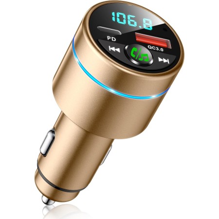 Mohard FM Transmitter Auto Bluetooth 5.3, Ganzmetall PD 30W & QC3.0 18W Schnelles Autoladegerät Zigarettenanzünder, KFZ Bluetooth Adapter Auto Freisprechanlage, Noise Cancelling Mikrofon