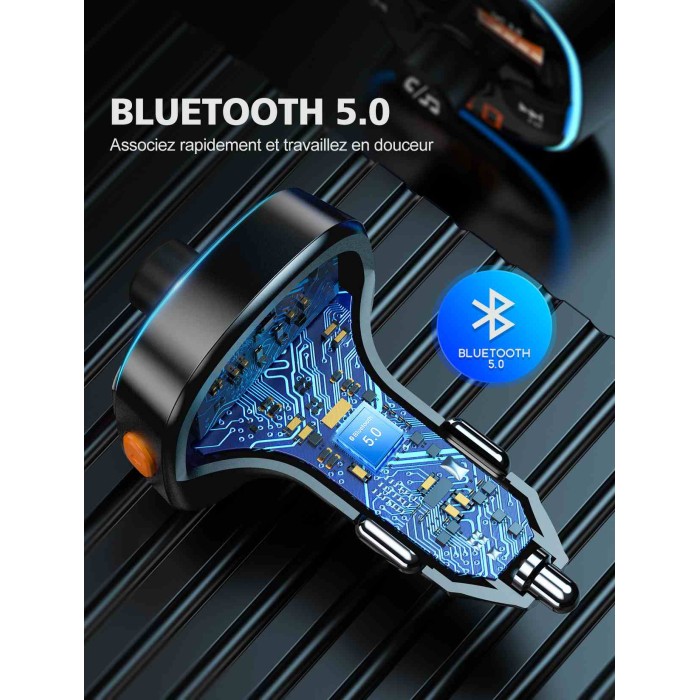 Adaptateur Voiture Bluetooth FM Avec Charge Rapide QC3.0 Et Écran LED - Neuf