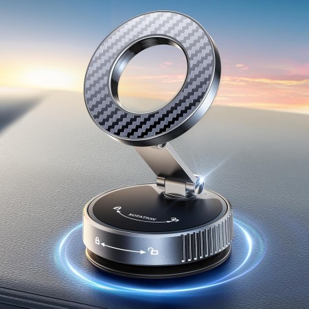 Mohard Vakuum Magnetischer Handyhalterung Auto für MagSafe Autohalterung, 2025 Upgraded [Nano Gel + Saugnapf] Handy Halterung Auto Car, 360° Drehbar Faltbar & 2400GF Stärkster Magnet für iPhone usw