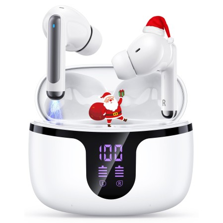 Mohard Wireless Earphones, [HiFi Stereo Sound] Bluetooth 5.3 Earbuds, 50H Playtime, Touch Control, Deep Bass Noise Cancelling Mic, Lightweight Headphones Wireless in-Ear with LED Display Charging Case