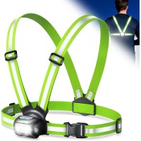 Mohard Running Lights for Runners, 500LM Rechargeable Running Chest Light with 7 Modes & 45° Adjustable Beam, IPX4 Waterproof 360° Reflective Running Vest, Body Torch for Night Walking/Jogging/Hiking