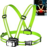 Mohard 550LM Running Lights for Runners with Side Light & Rear Light, [7+2 Modes] 360° Reflective Running Vest, IPX4 Waterproof, 45° Adjustable Rechargeable Running Torch for Walking/Cycling/Hiking