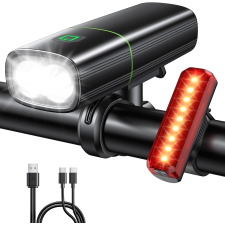 Mohard 1200LM Bike Lights with 2 Super Bright LED, 2600mAh USB Rechargeable Bicycle Lights Front and Back, 3+5 Modes & IP65 Waterproof Cycle Lights Set, Headlight & Rear for Mountain Road Night Riding Mohard 1200LM Bike Lights with 2 Super Bright LED, 2600mAh USB Rechargeable Bicycle Lights Front and Back, 3+5 Modes & IP65 Waterproof Cycle Lights Set, Headlight & Rear for Mountain Road Night Riding