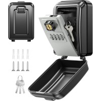 Mohard Key Safe Wall Mounted with Resettable Spare Key, 4 Digit Combination Key Lock Box Outdoor, Heavy Duty Weatherproof Large Capacity Keysafe Storage Key Box for Home, Apartment, Office, Garage